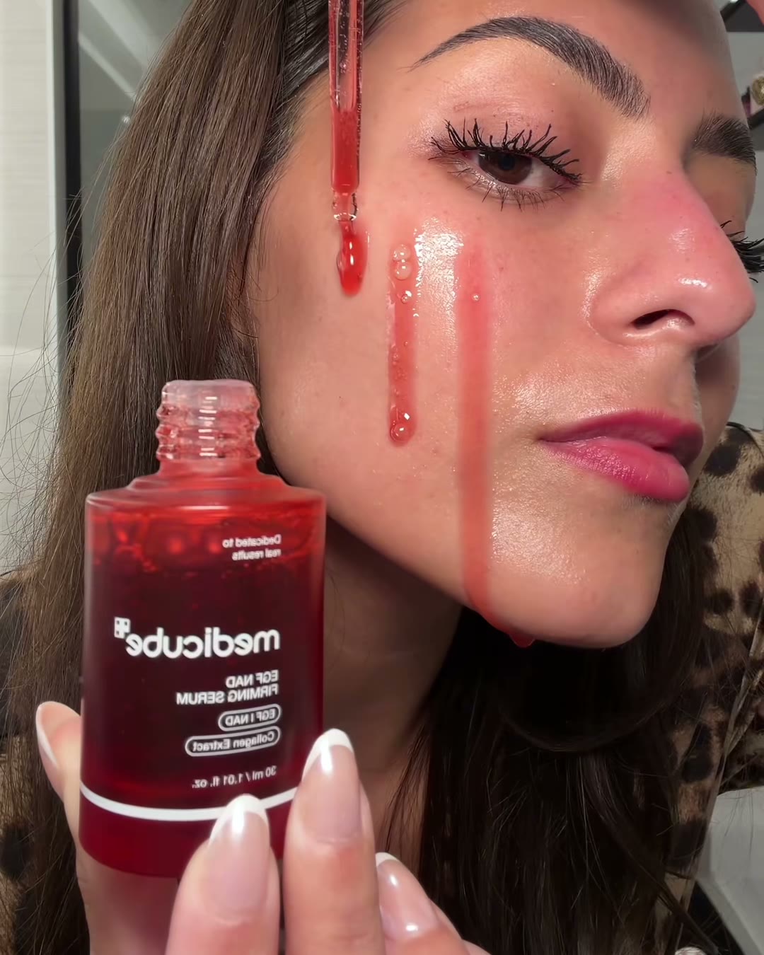 The red one. NAD+ is in the name, and at 1 ppm it is also one of the (medicube EGF NAD+ Firming Serum, Aerely Chacón)