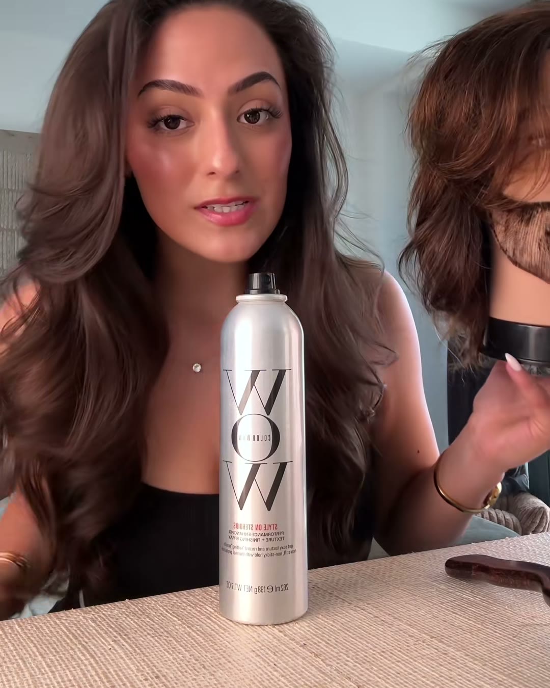 The finished blowout. Fine hair, still full (COLOR WOW Style on Steroids Texturizing Spray, Aerely Chacón)