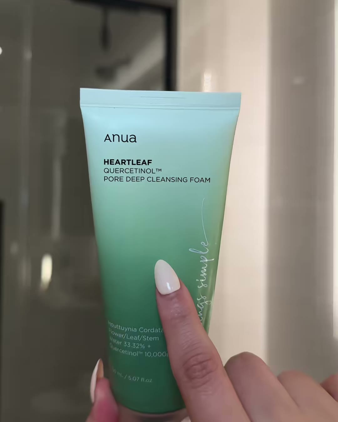 The exact foam from my video, the Heartleaf Quercetinol Pore Deep (Anua Heartleaf Pore Cleansing Oil, Aerely Chacón)