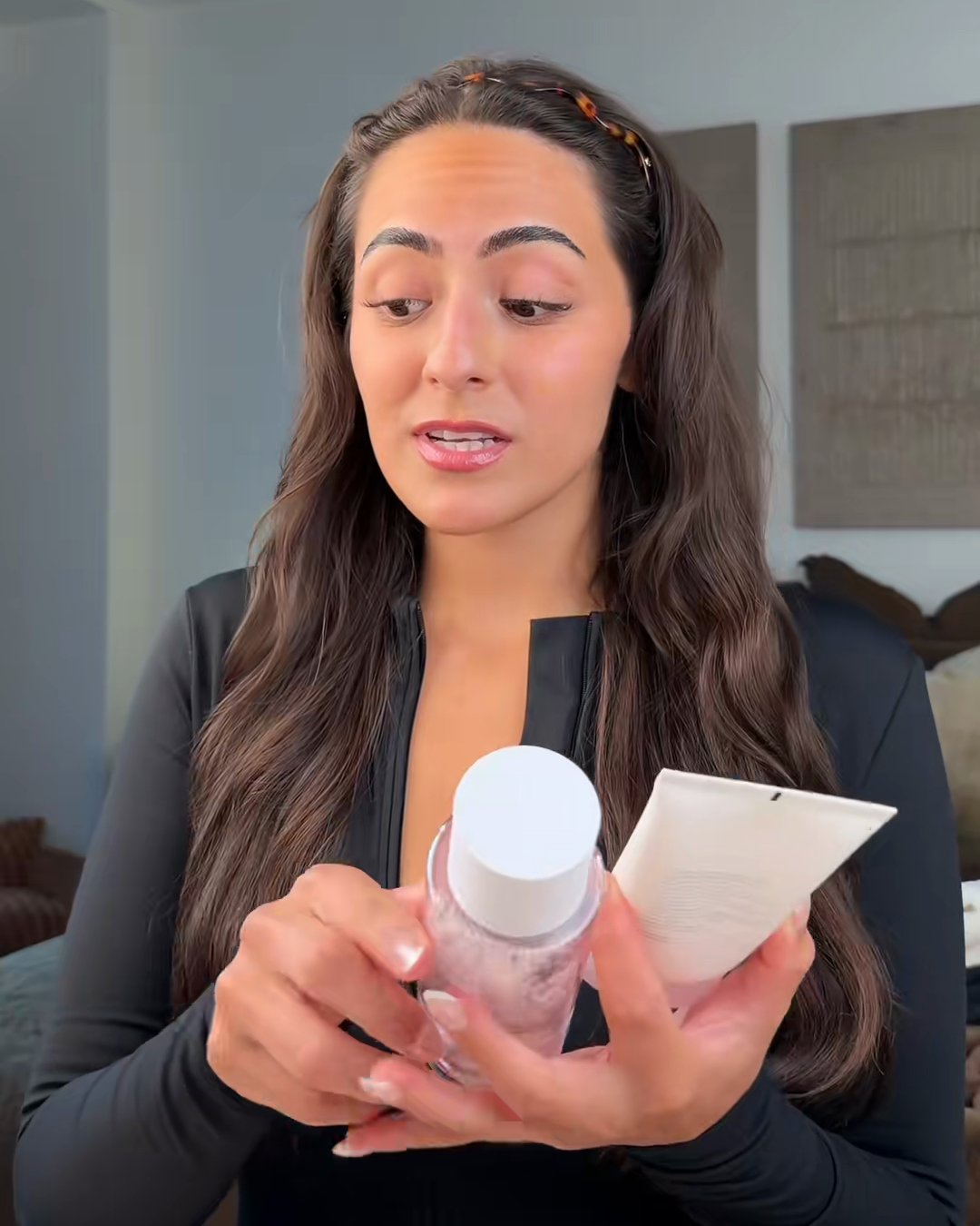 The two I actually use, the clay stick and the clear toner. The toner (SKIN1004 Poremizing Clay Stick Mask, Aerely Chacón)